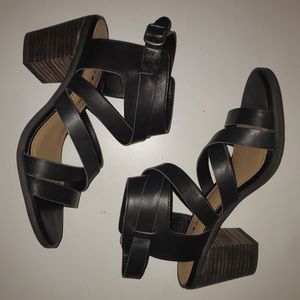 Black Leather Chunky Heels